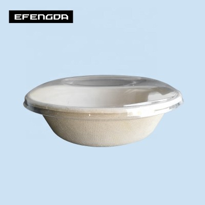 Eco-Friendly Biodegradable Disposable wheat straw fiber soup salad bowl with PET lid 1000ml